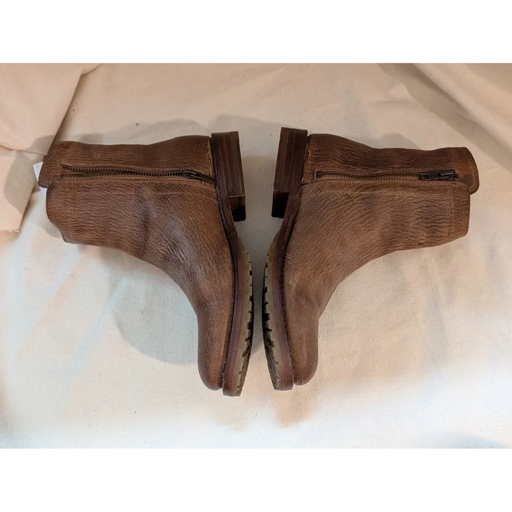 Frye Natalie Double Zip Tan Leather Ankle Boots 78491 7.5M